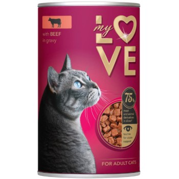 Kormotech My Love υγρή τροφή για ενήλικες γάτες σε κονσέρβα με βοδινό σε κομματάκια 415gr Kormotech My Love υγρή τροφή για ενήλικες γάτες σε κονσέρβα με βοδινό σε κομματάκια 415gr