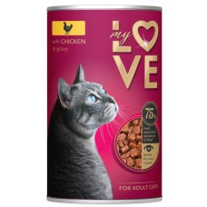 Kormotech My Love υγρή τροφή για ενήλικες γάτες σε κονσέρβα με κοτόπουλο σε κομματάκια 415gr